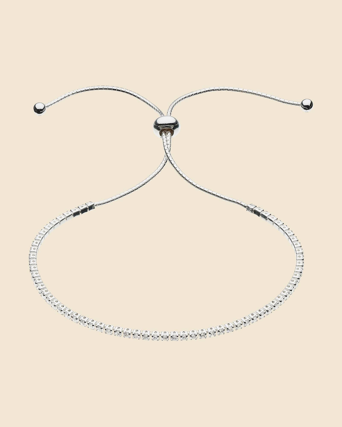 Sterling Silver and Cubic Zirconia Delicate Slider Bracelet