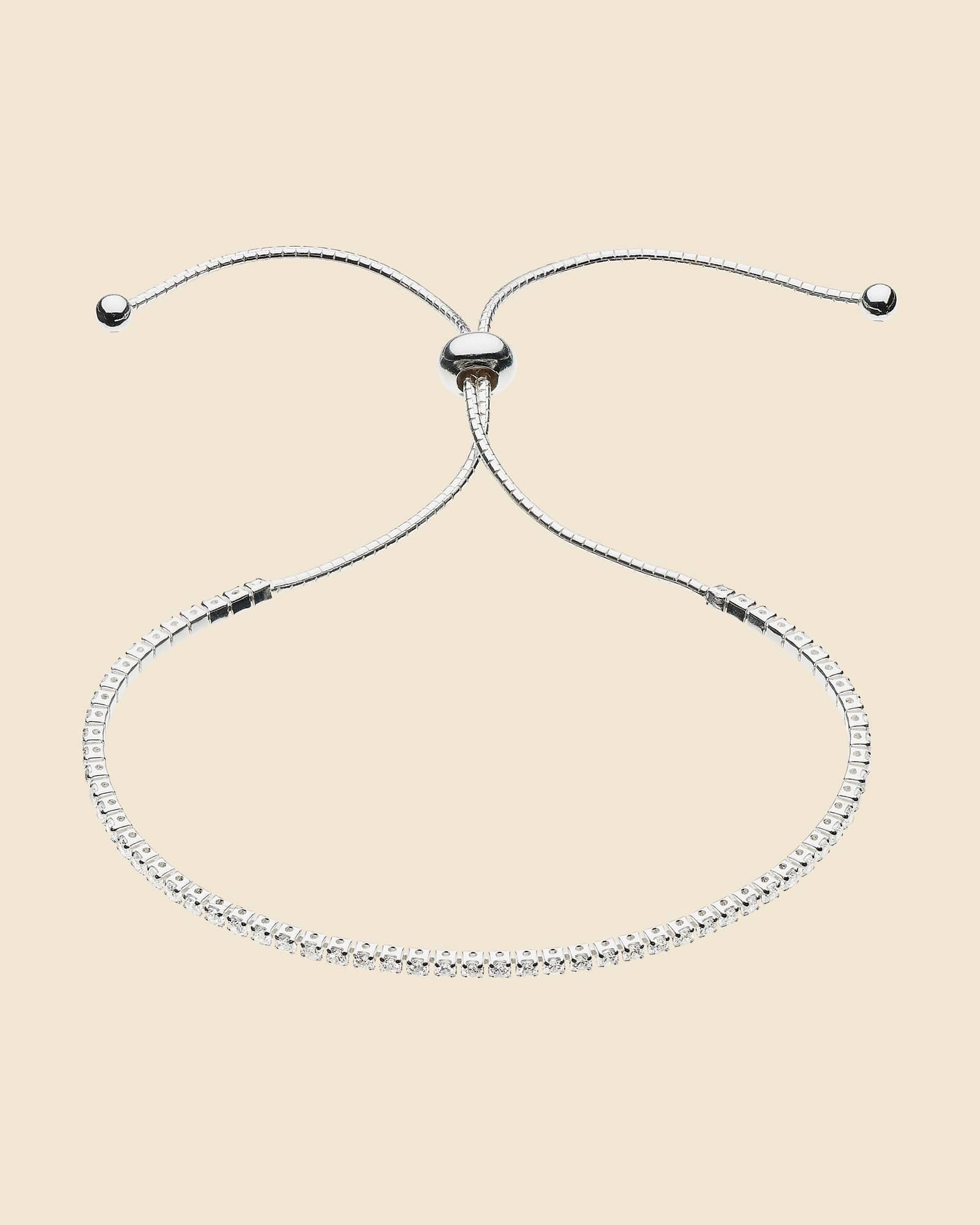 Sterling Silver and Cubic Zirconia Delicate Slider Bracelet