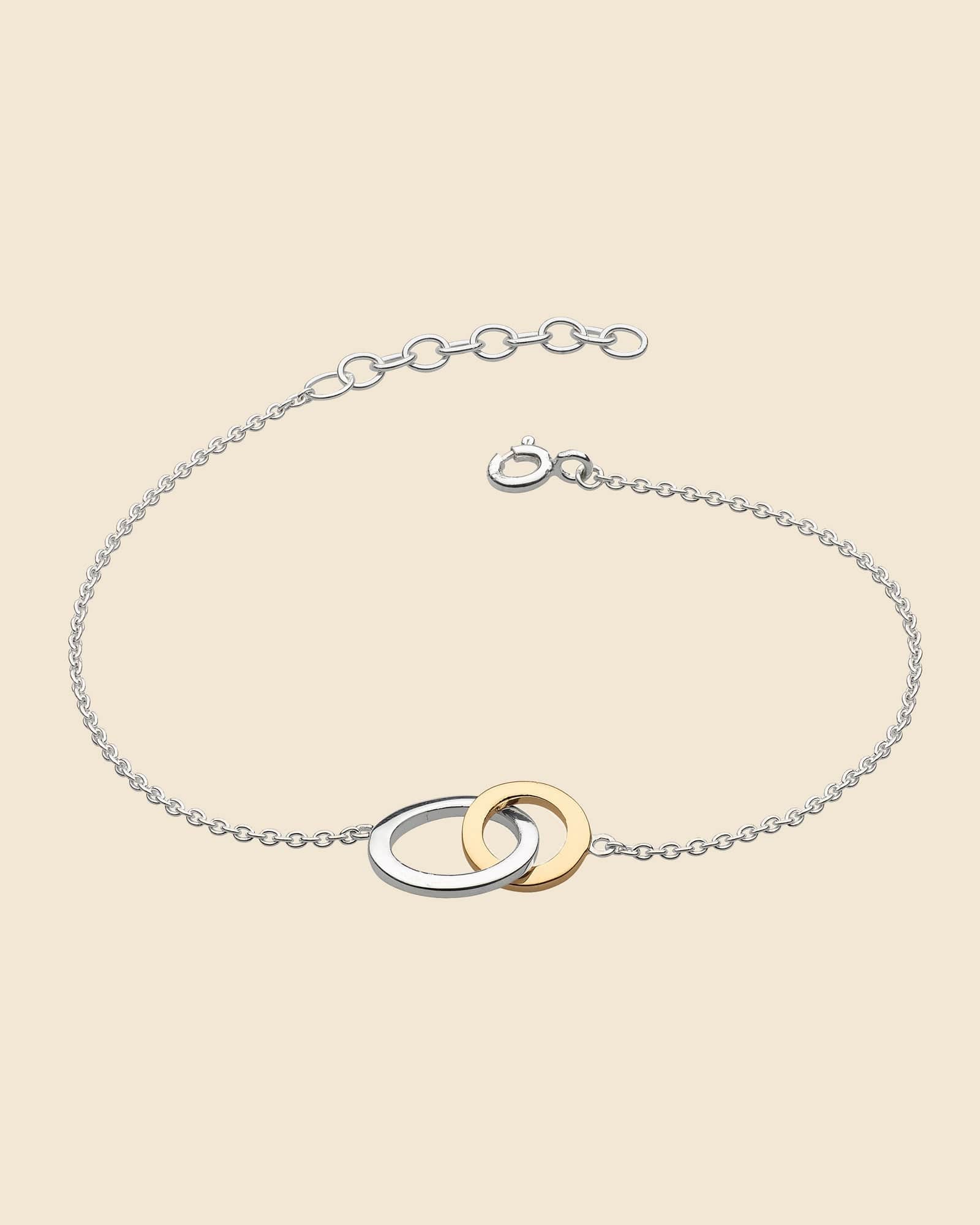 Sterling Silver Two Tone Lovers Link Bracelet