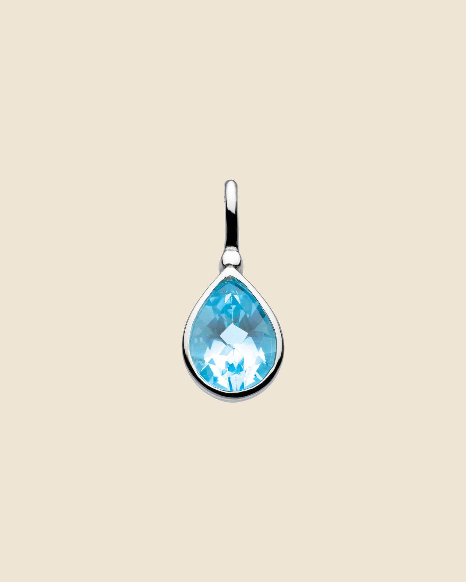 Sterling Silver and Blue Topaz Teardrop Pendant