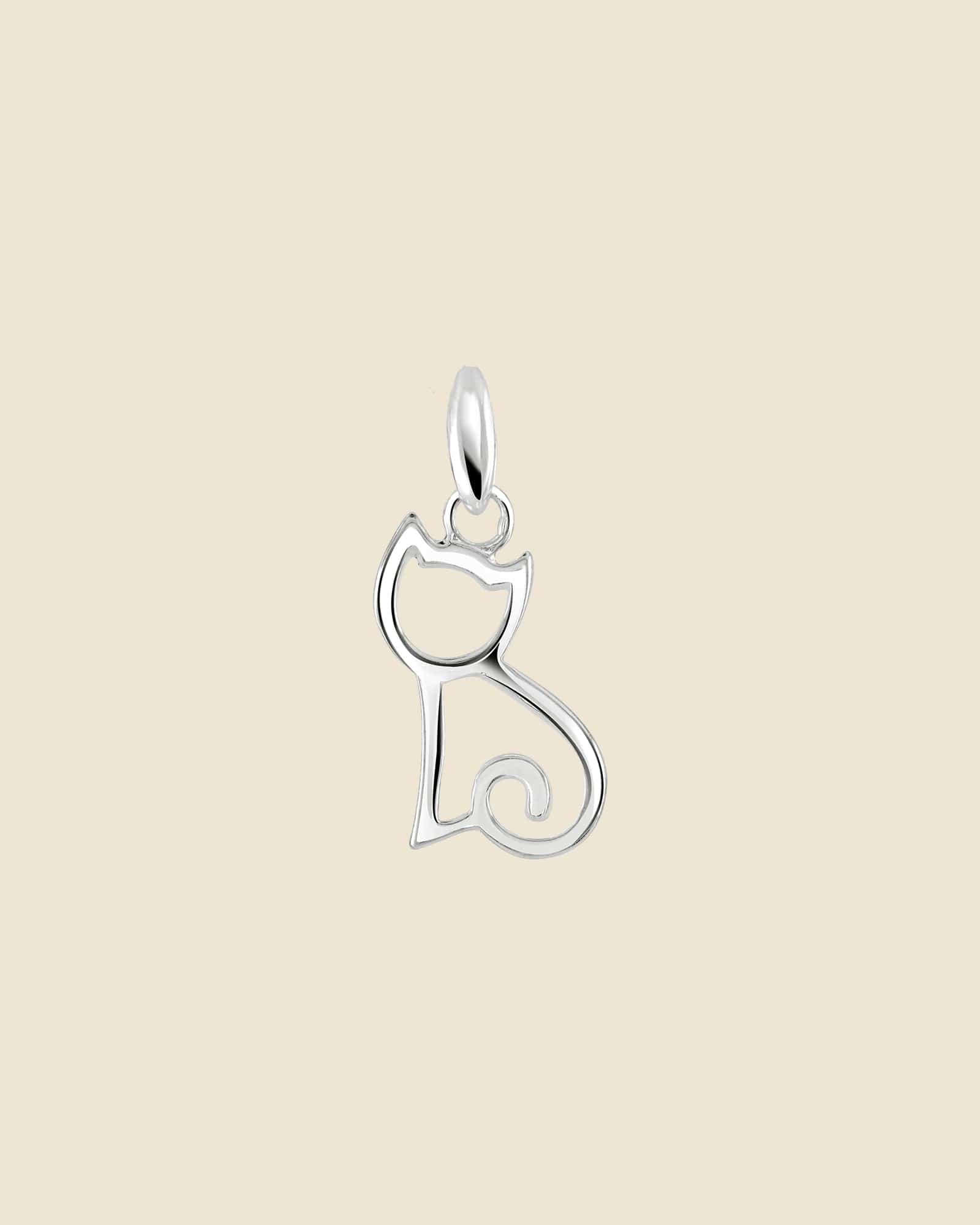 Sterling Silver Cute Cut-Out Kitten Pendant