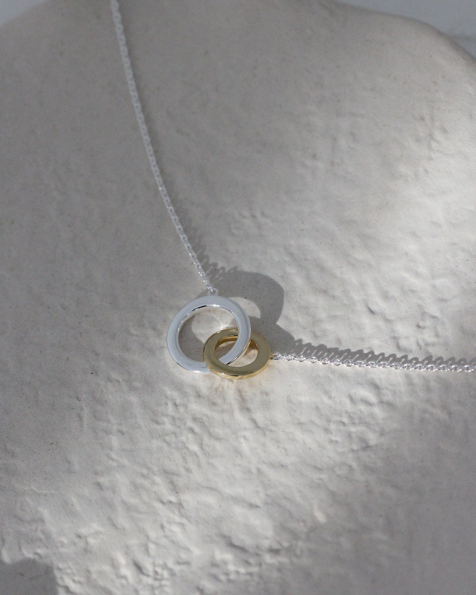 Sterling Silver and Gold Plate Two-Tone Lovers Link Necklace