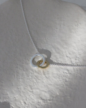 Sterling Silver and Gold Plate Two-Tone Lovers Link Necklace