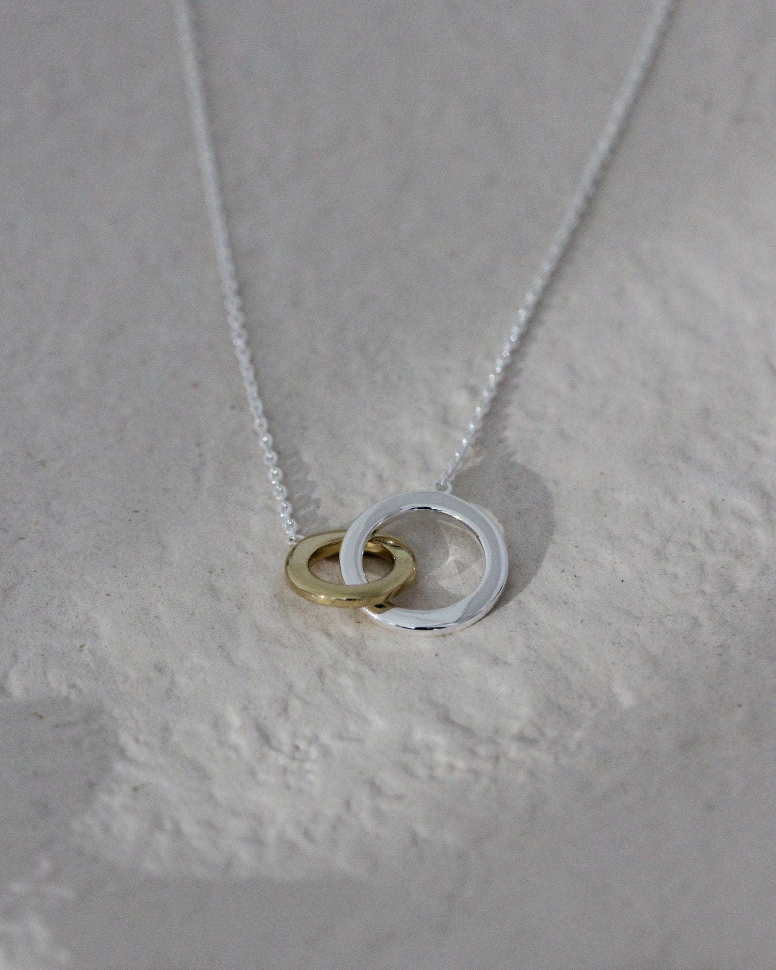 Sterling Silver and Gold Plate Two-Tone Lovers Link Necklace
