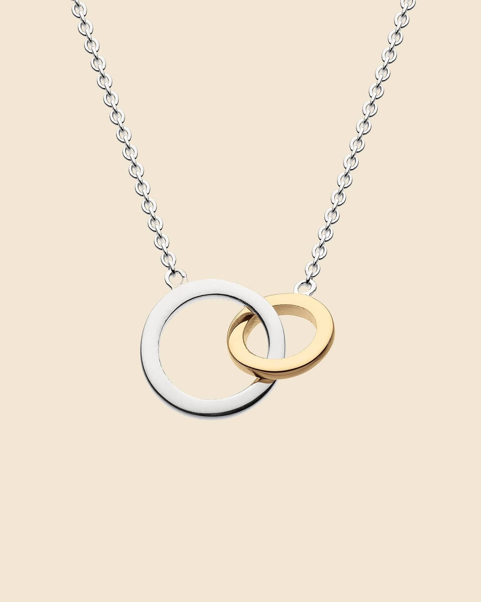 Sterling Silver and Gold Plate Two-Tone Lovers Link Necklace