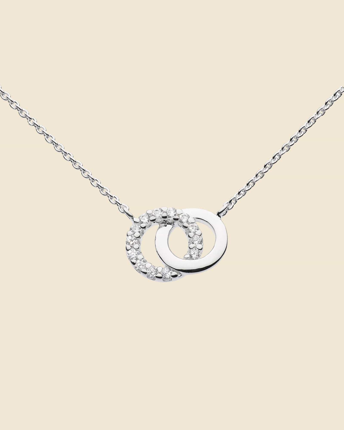Sterling Silver and Cubic Zirconia Linked Circle Necklace