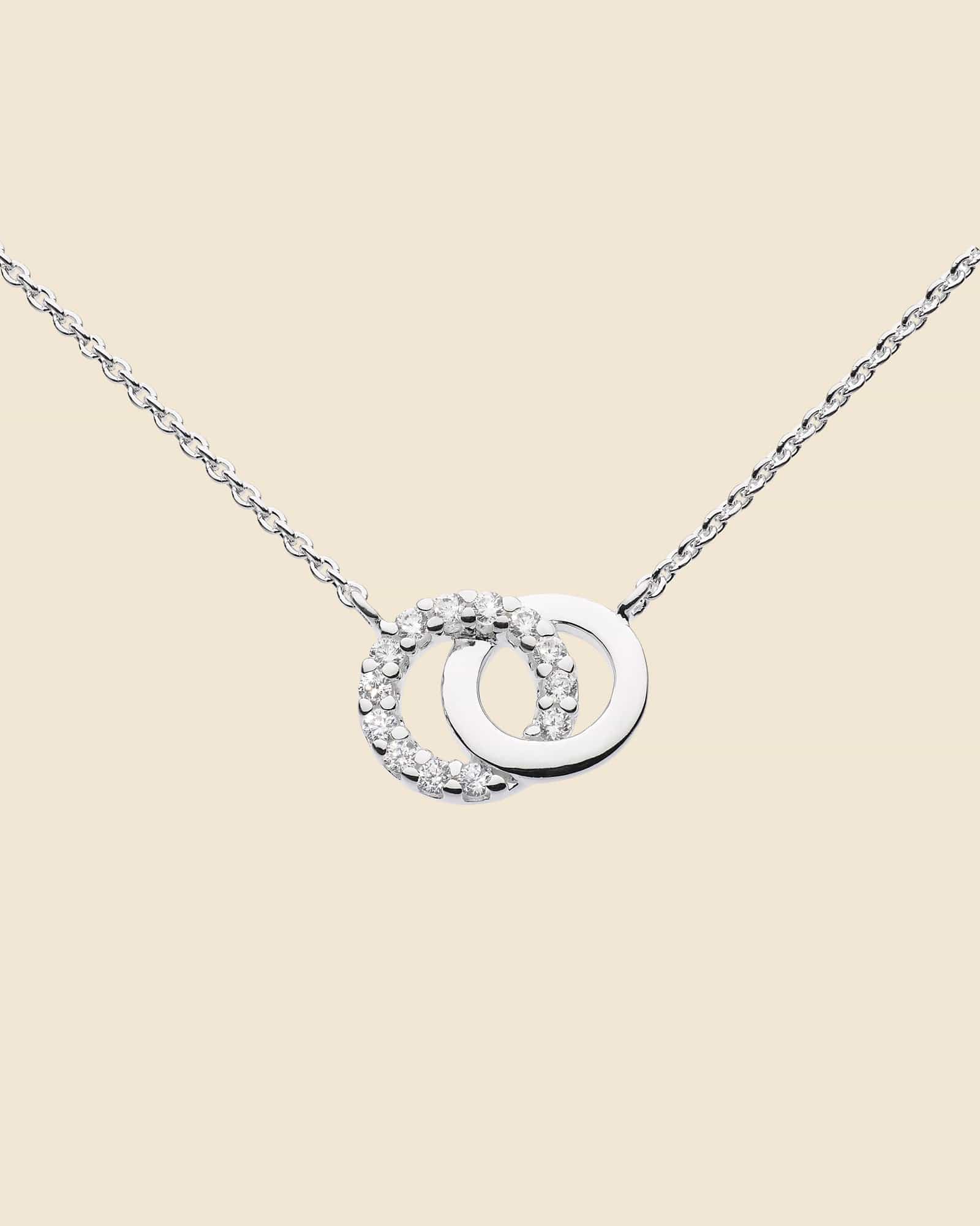 Sterling Silver and Cubic Zirconia Linked Circle Necklace