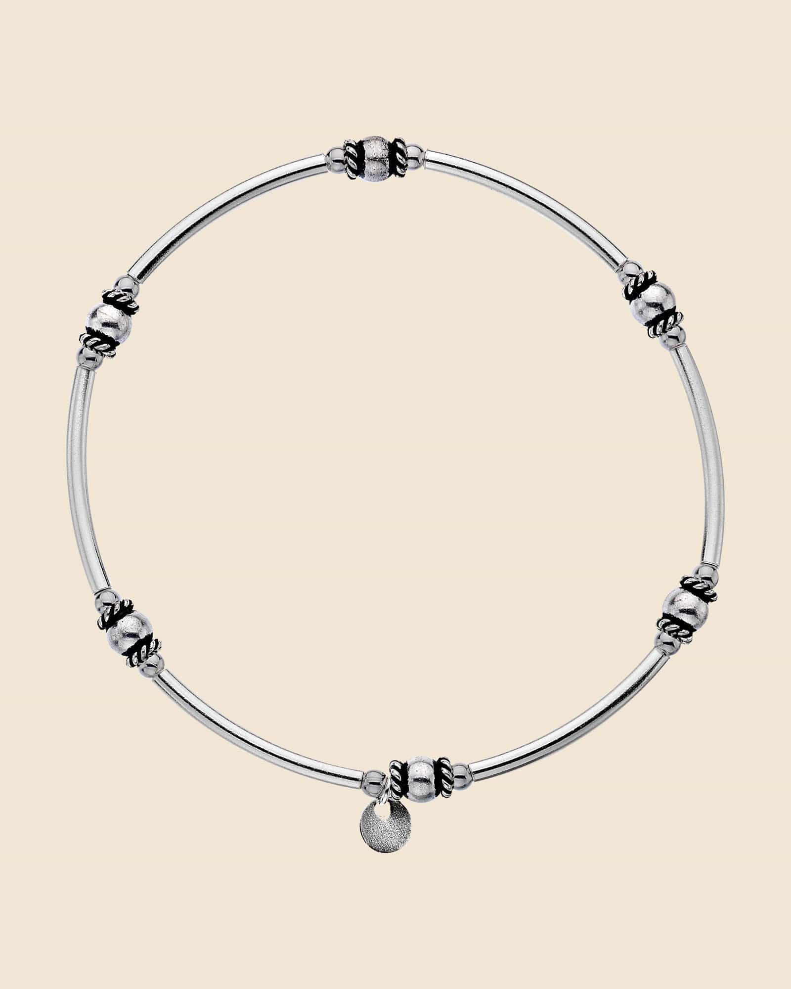 Sterling Silver Stretch Bali Bead Bracelet