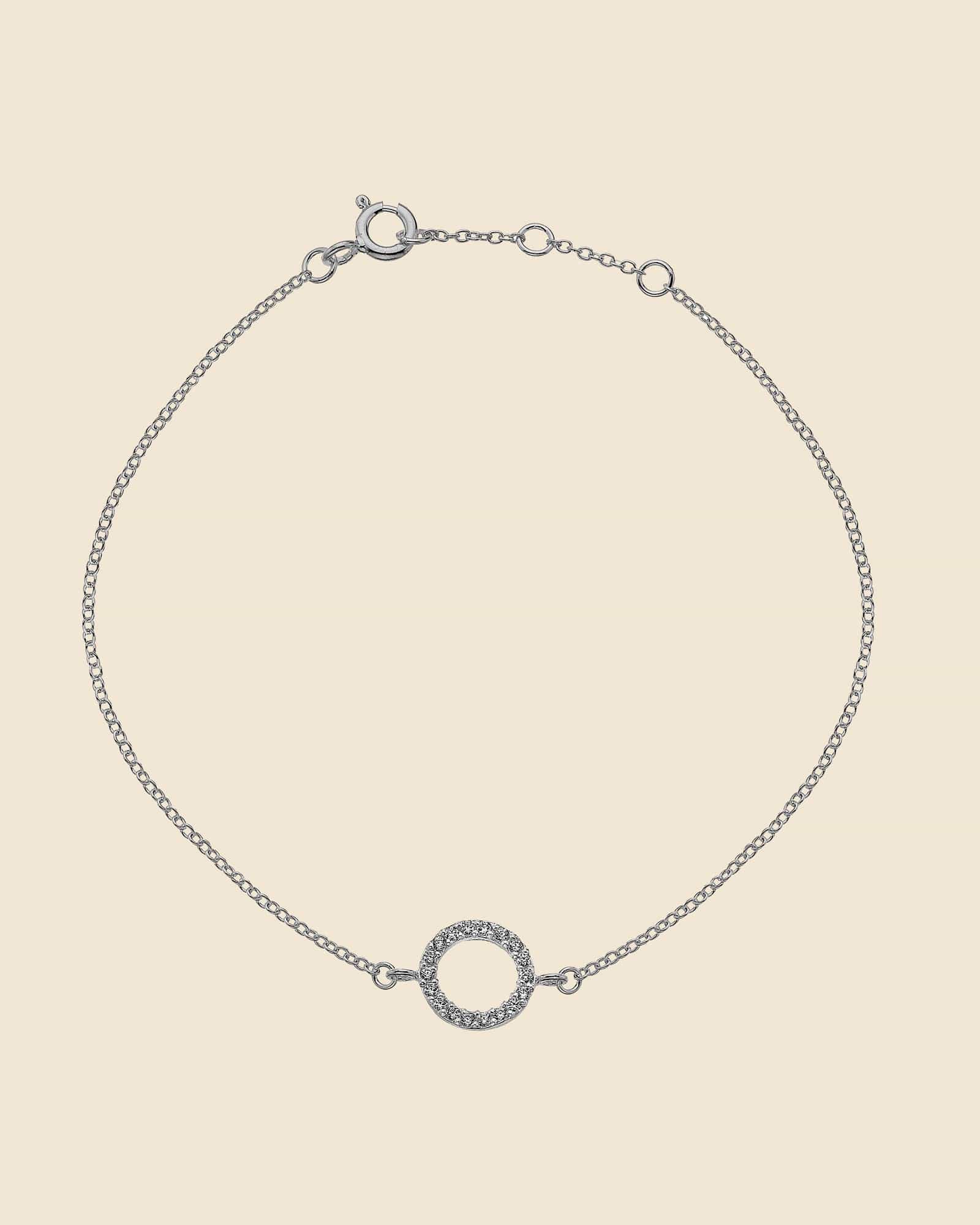 Sterling Silver Fine Cubic Zirconia Circle Bracelet
