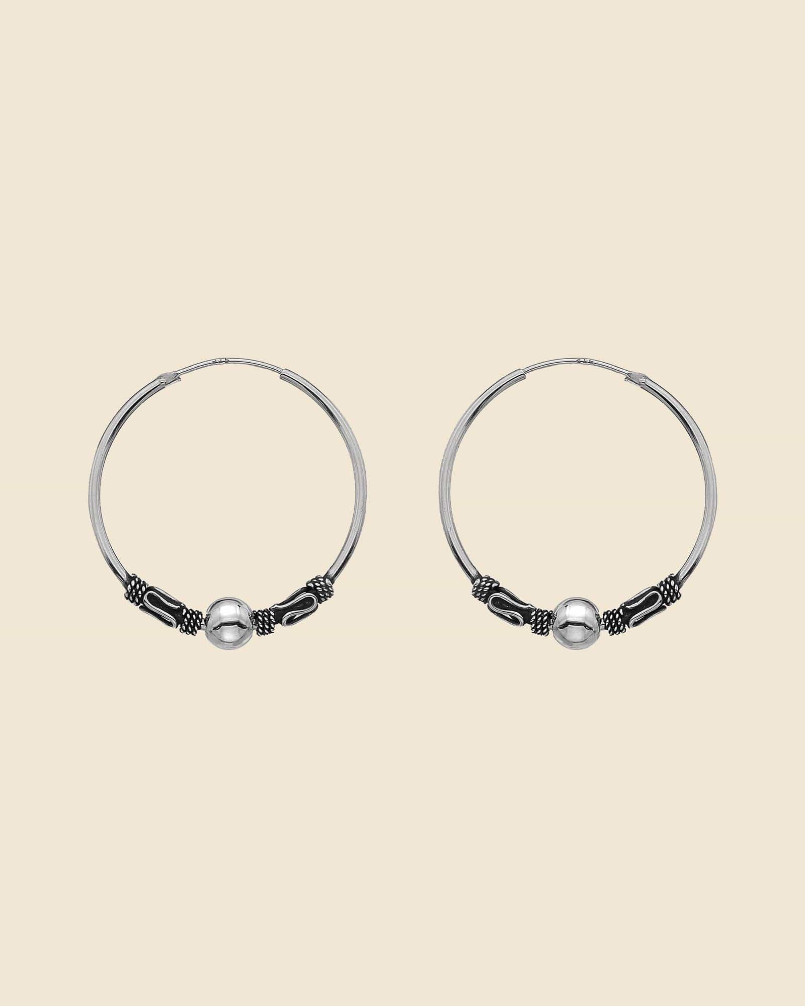 Sterling Silver 27mm Bali Hoops