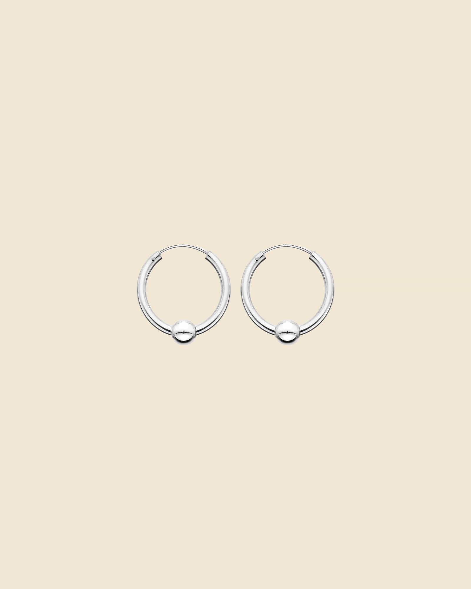 Sterling Silver 18mm Ball Hoops