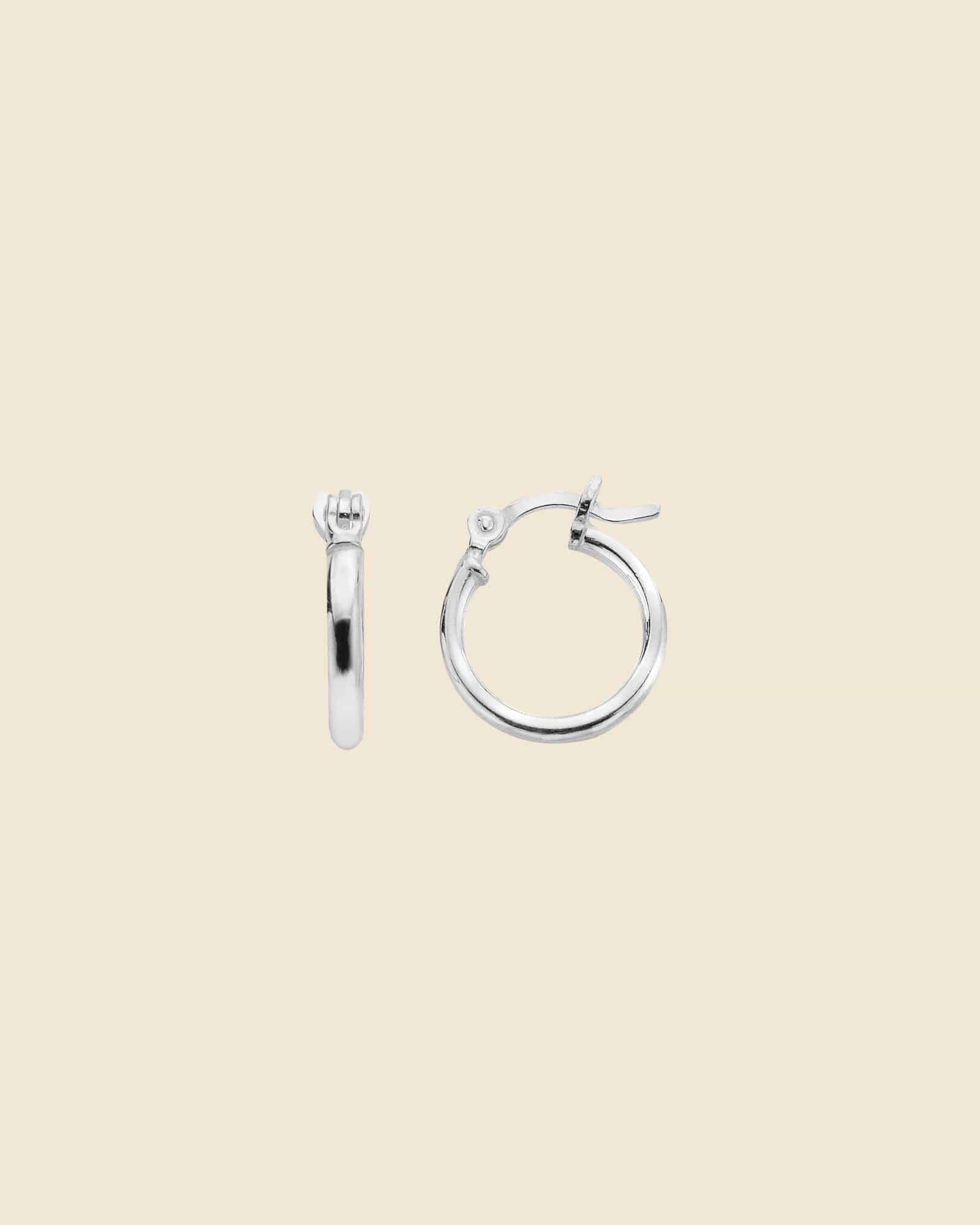 Sterling Silver Simple 2x14mm Flip-Top Hoops