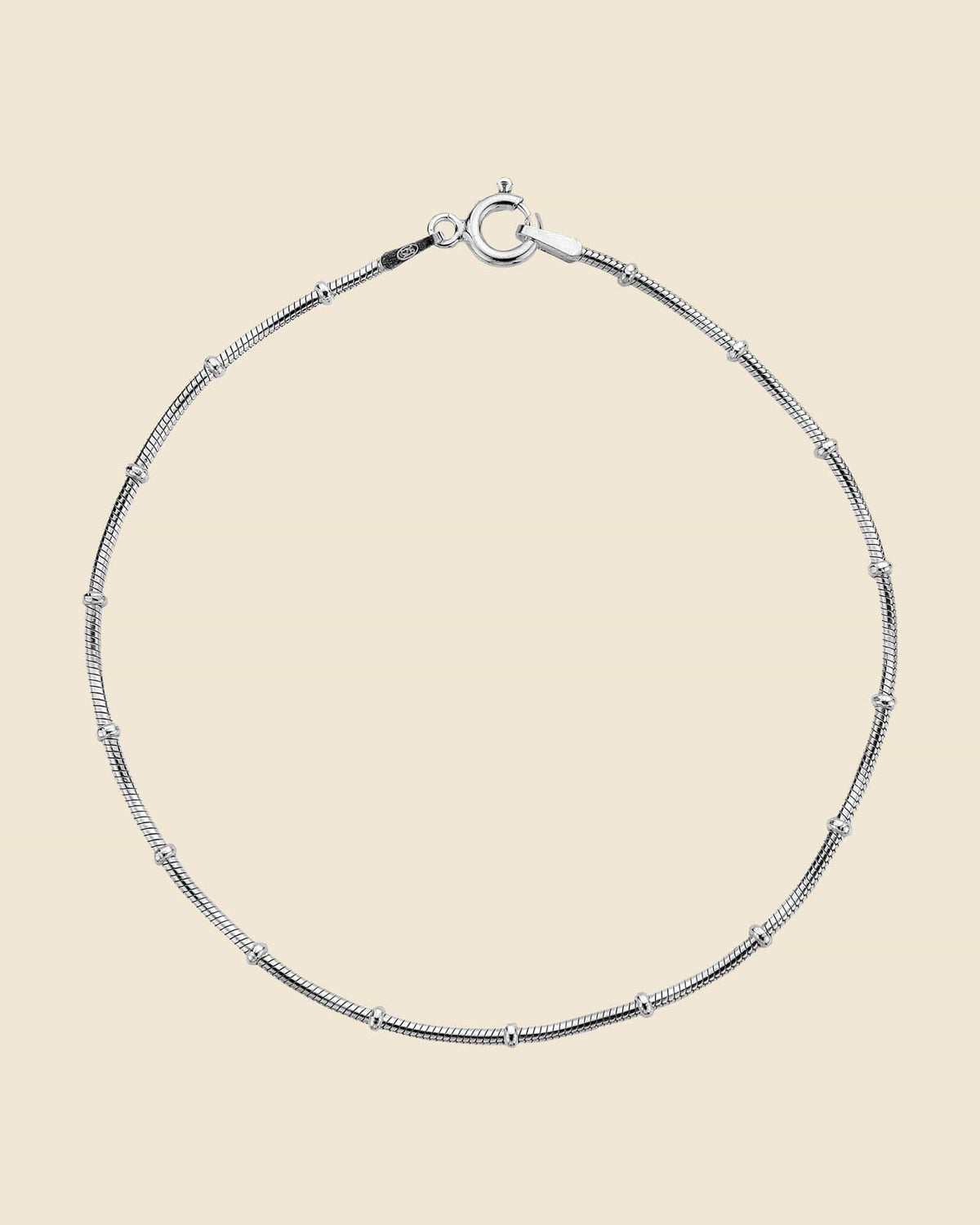 Sterling Silver Simple Bobble Snake Chain Bracelet