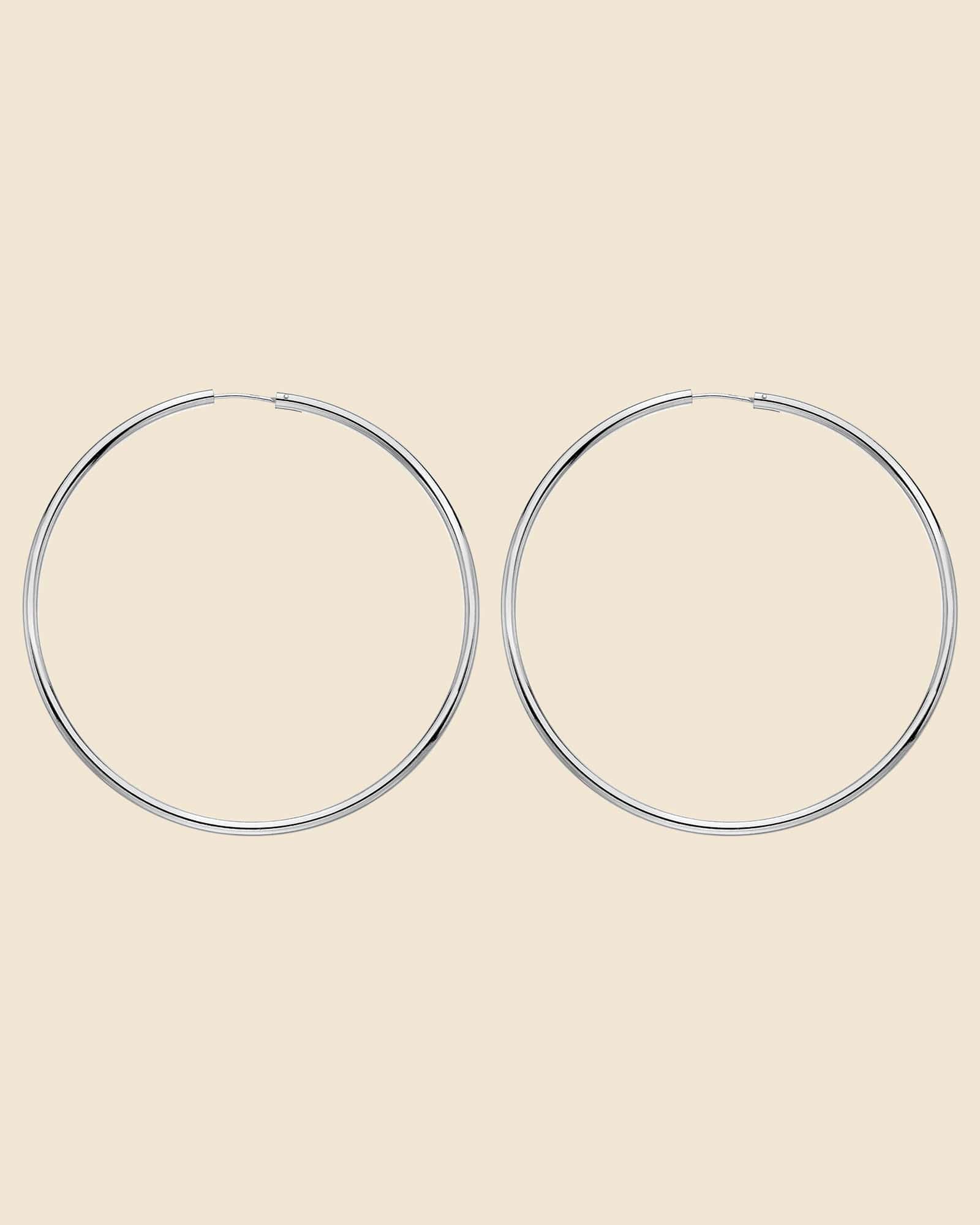 80mm Sterling Silver Tube Hoop Earrings