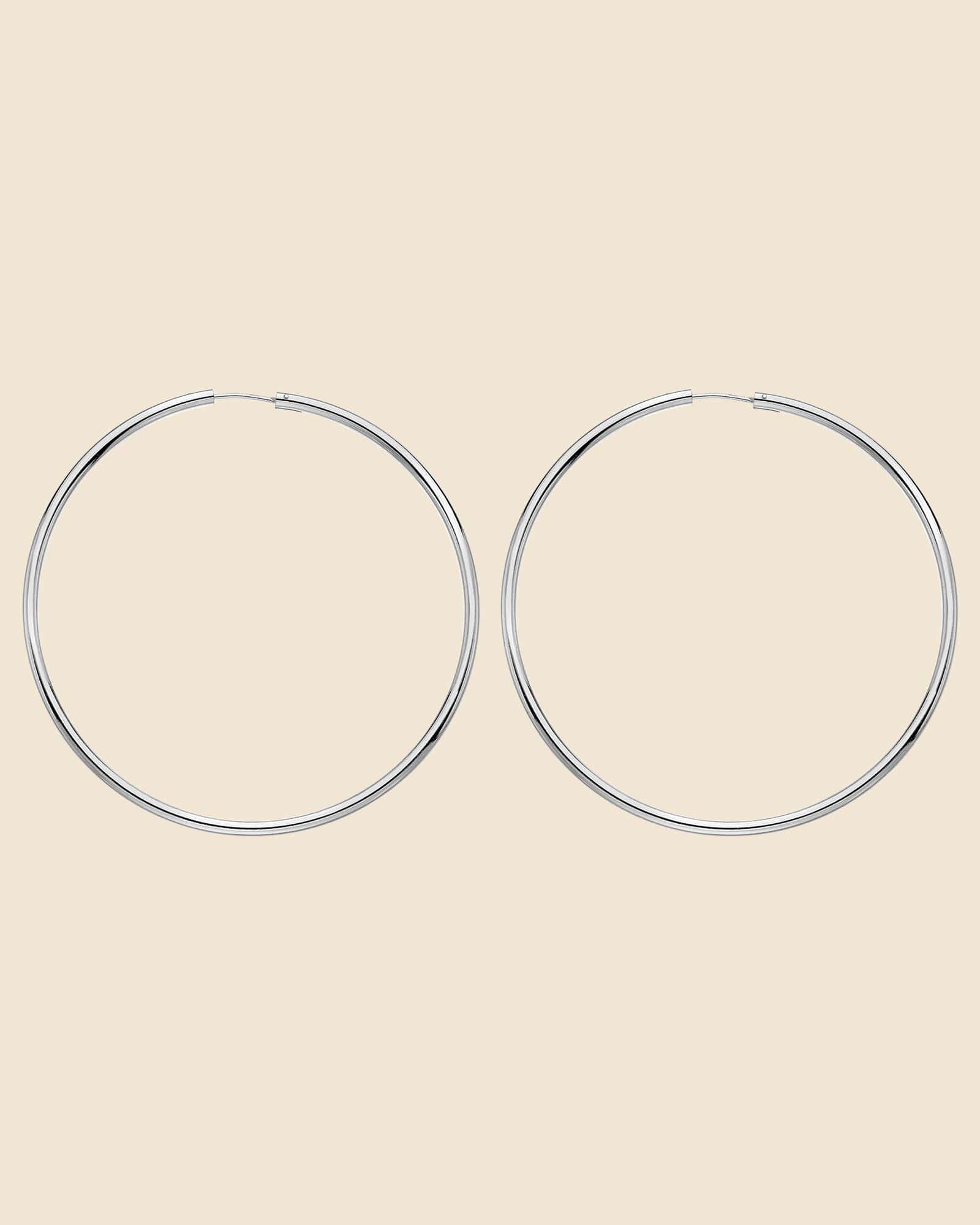 80mm Sterling Silver Tube Hoop Earrings