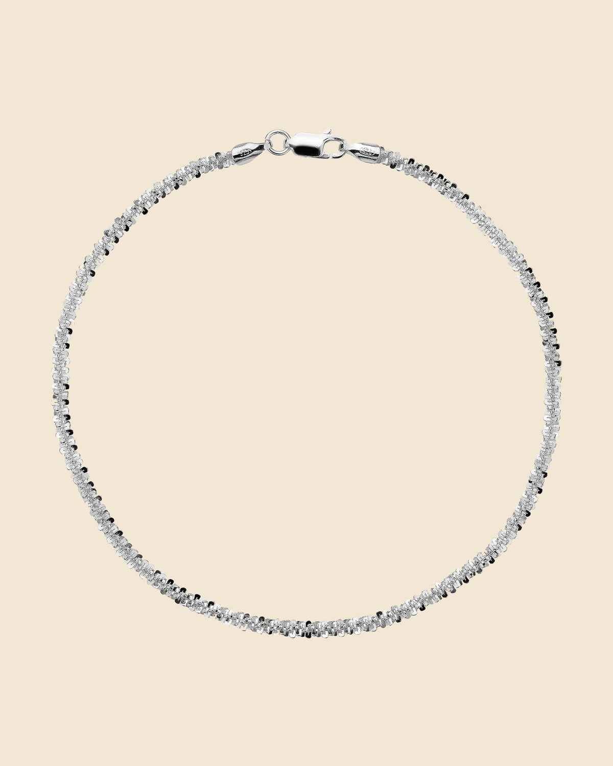 Sterling Silver Cross-Cut Rope Anklet