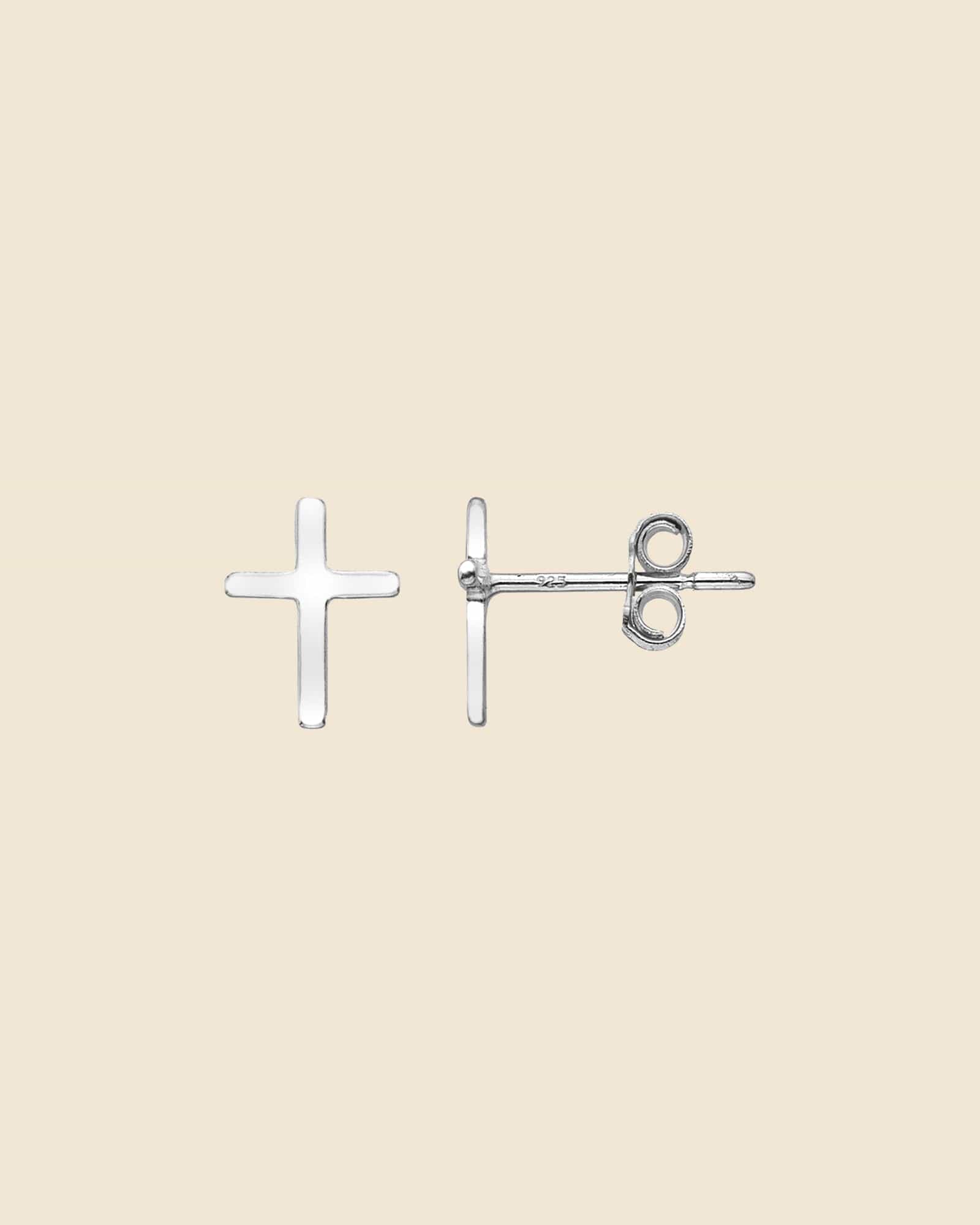 Sterling Silver Simple Cross Studs