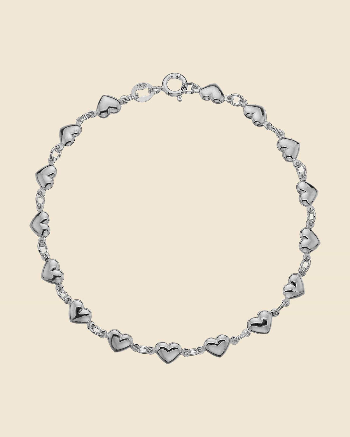 Sterling Silver Hearts Link Bracelet