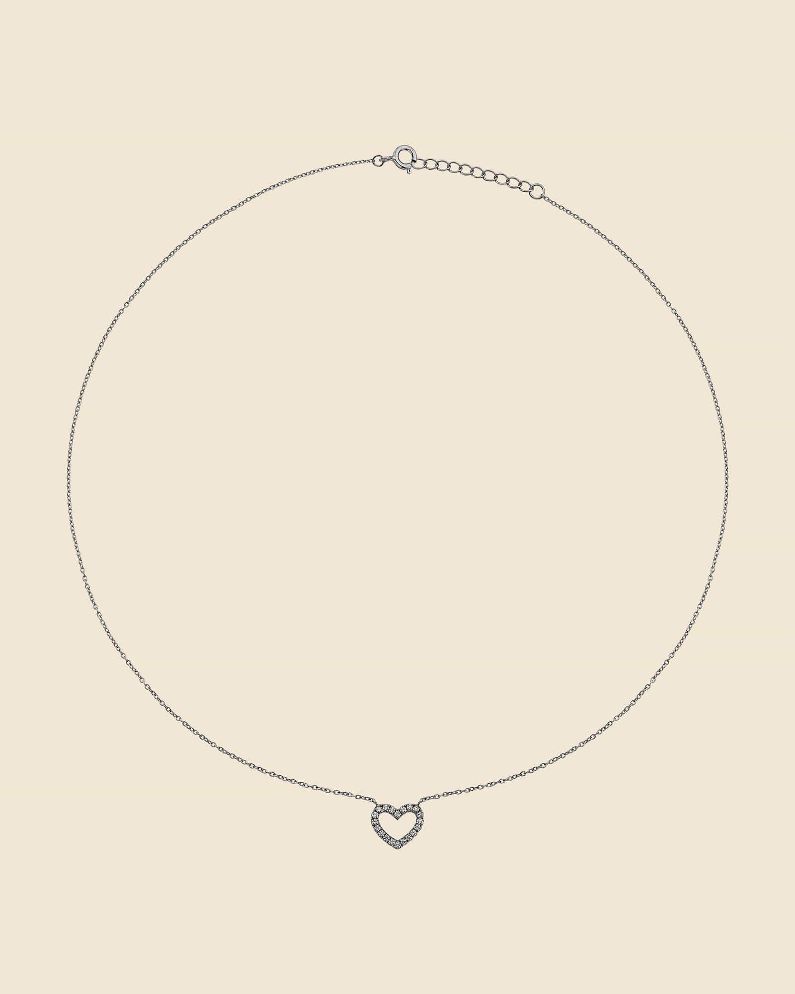 Sterling Silver Vintage Cubic Zirconia Love Heart Necklace