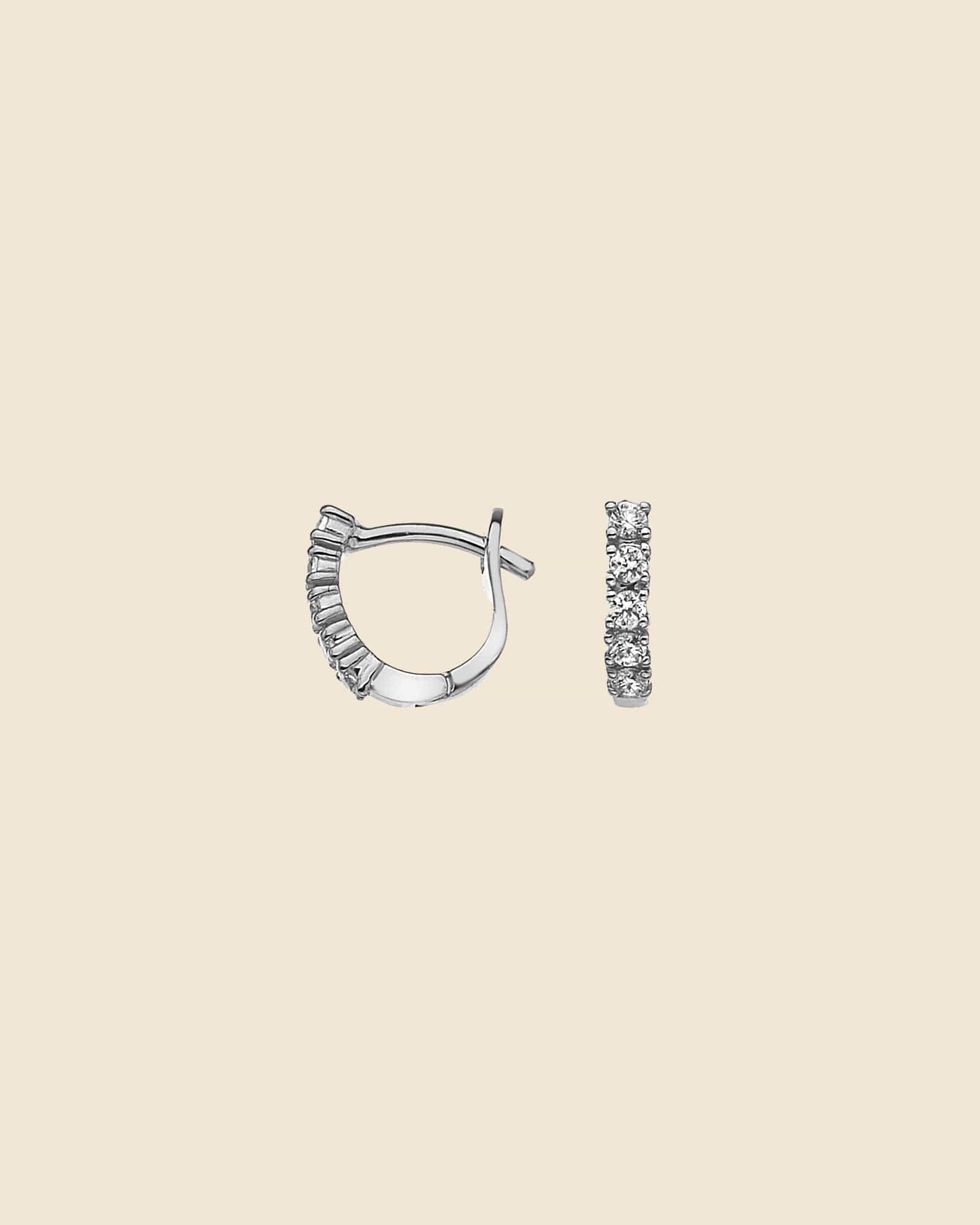 Sterling Silver and Cubic Zirconia Hinged Back Huggie Earrings