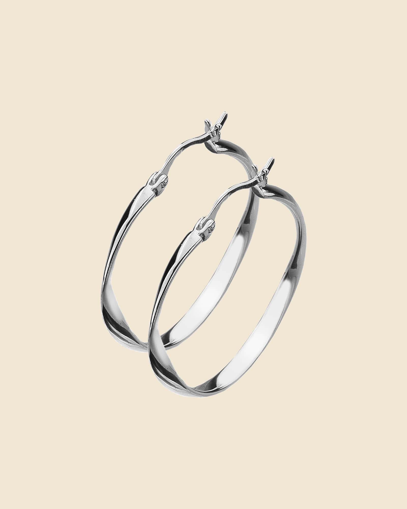 Sterling Silver Jensen 30mm Flip-Top Hoops