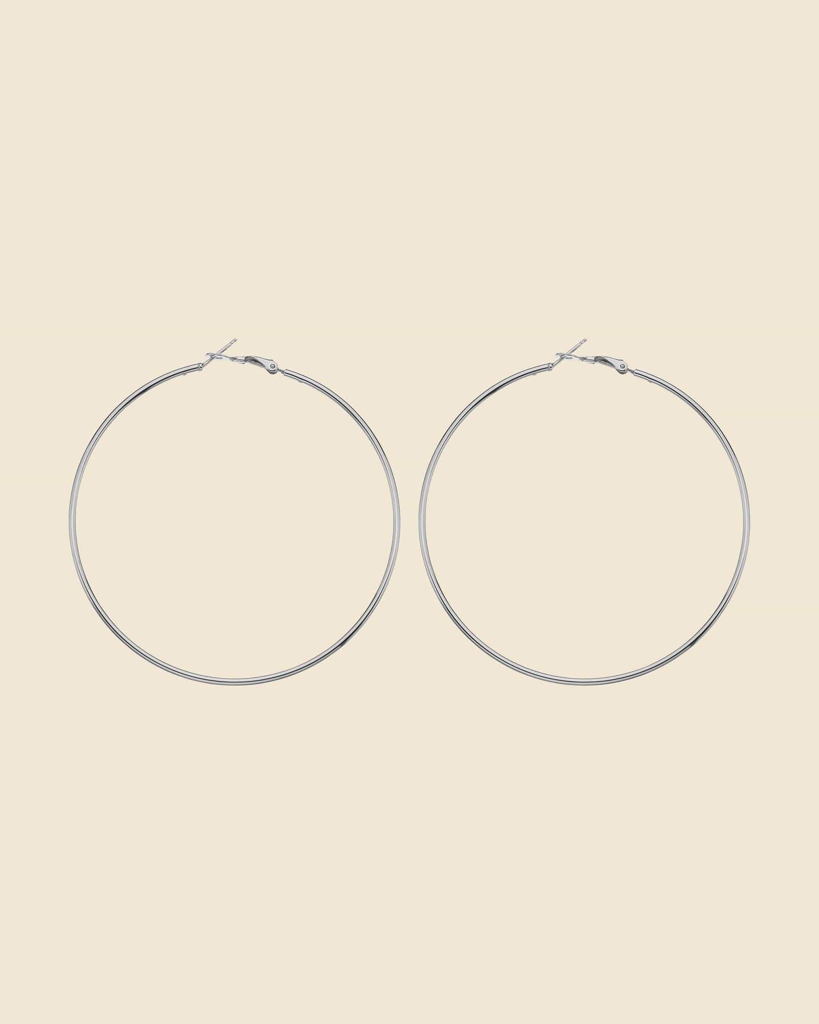 Sterling Silver 80mm Hinged Closure Hoops