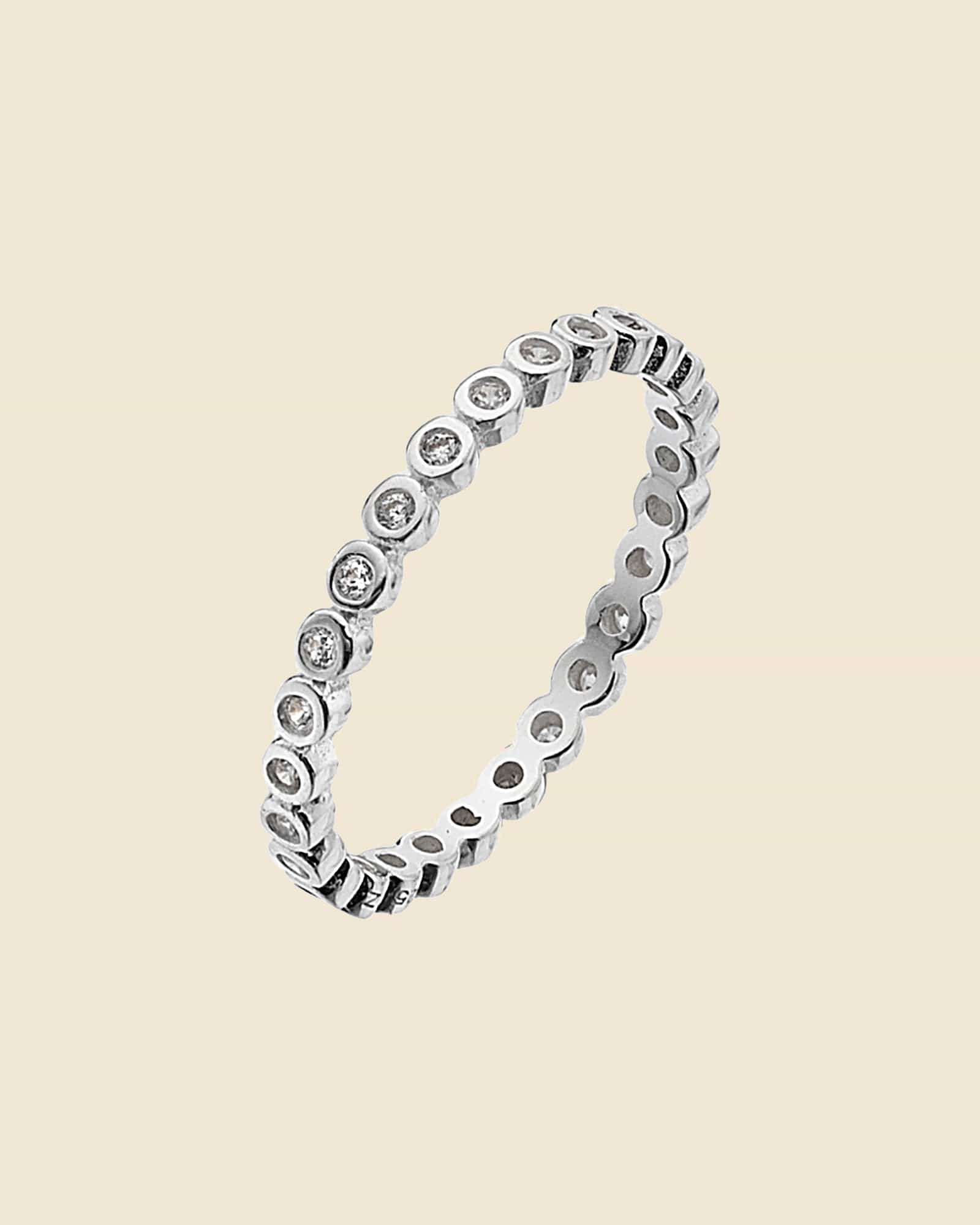 Sterling Silver and Cubic Zirconia Pobble Ring