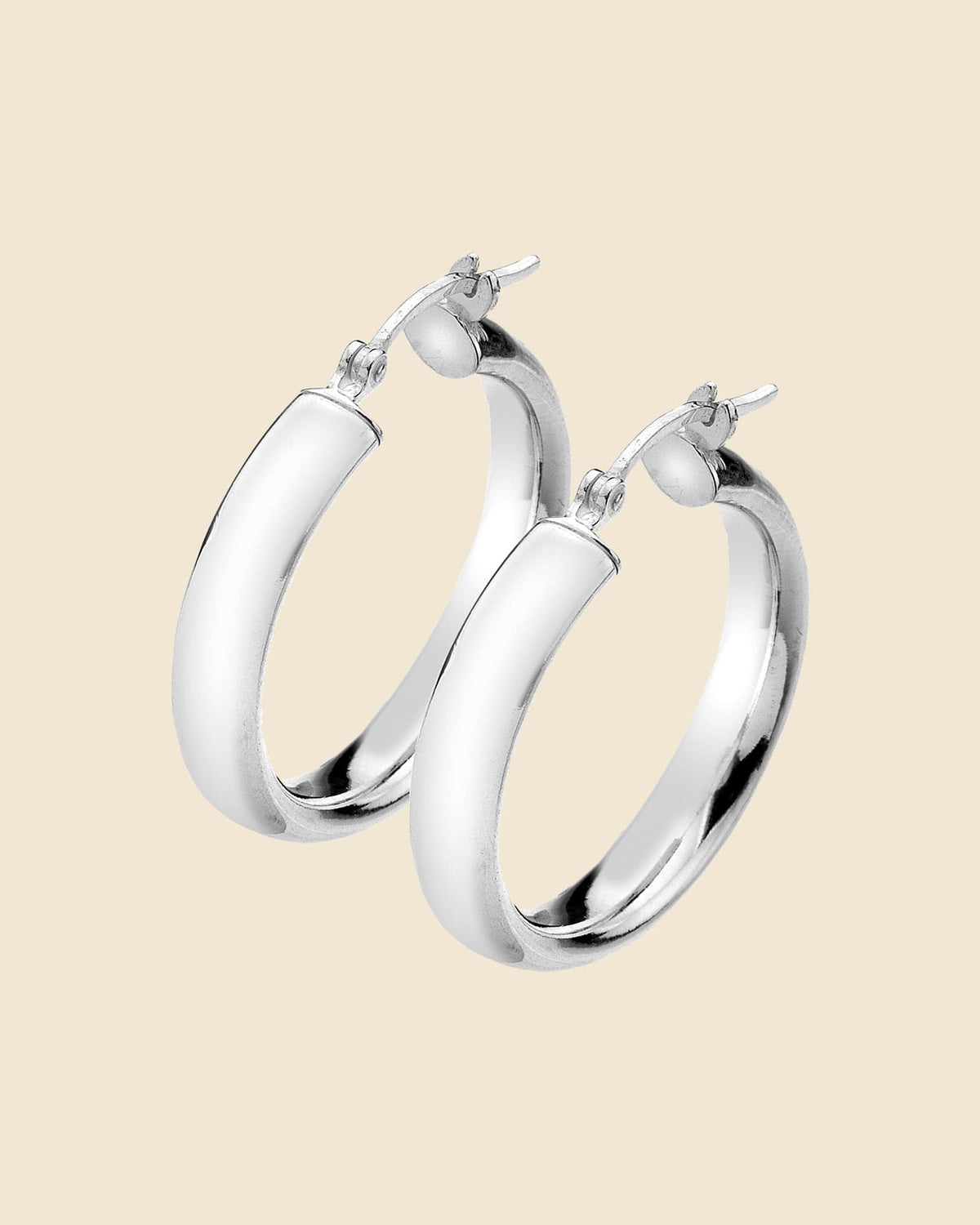 Sterling Silver Wide 30mm Flip-Top Hoops