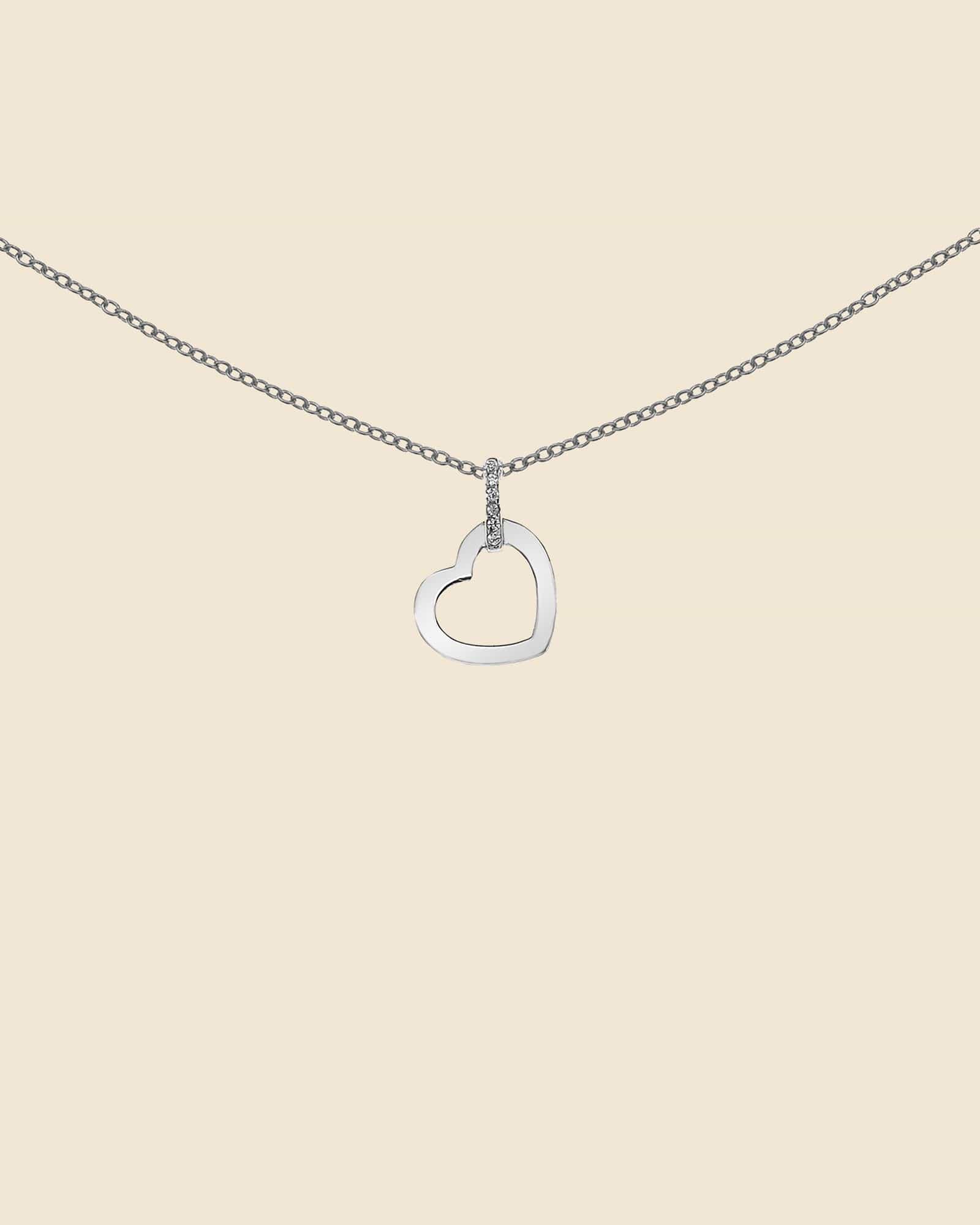 Sterling Silver and Cubic Zirconia Sparkle Bale Heart Necklace
