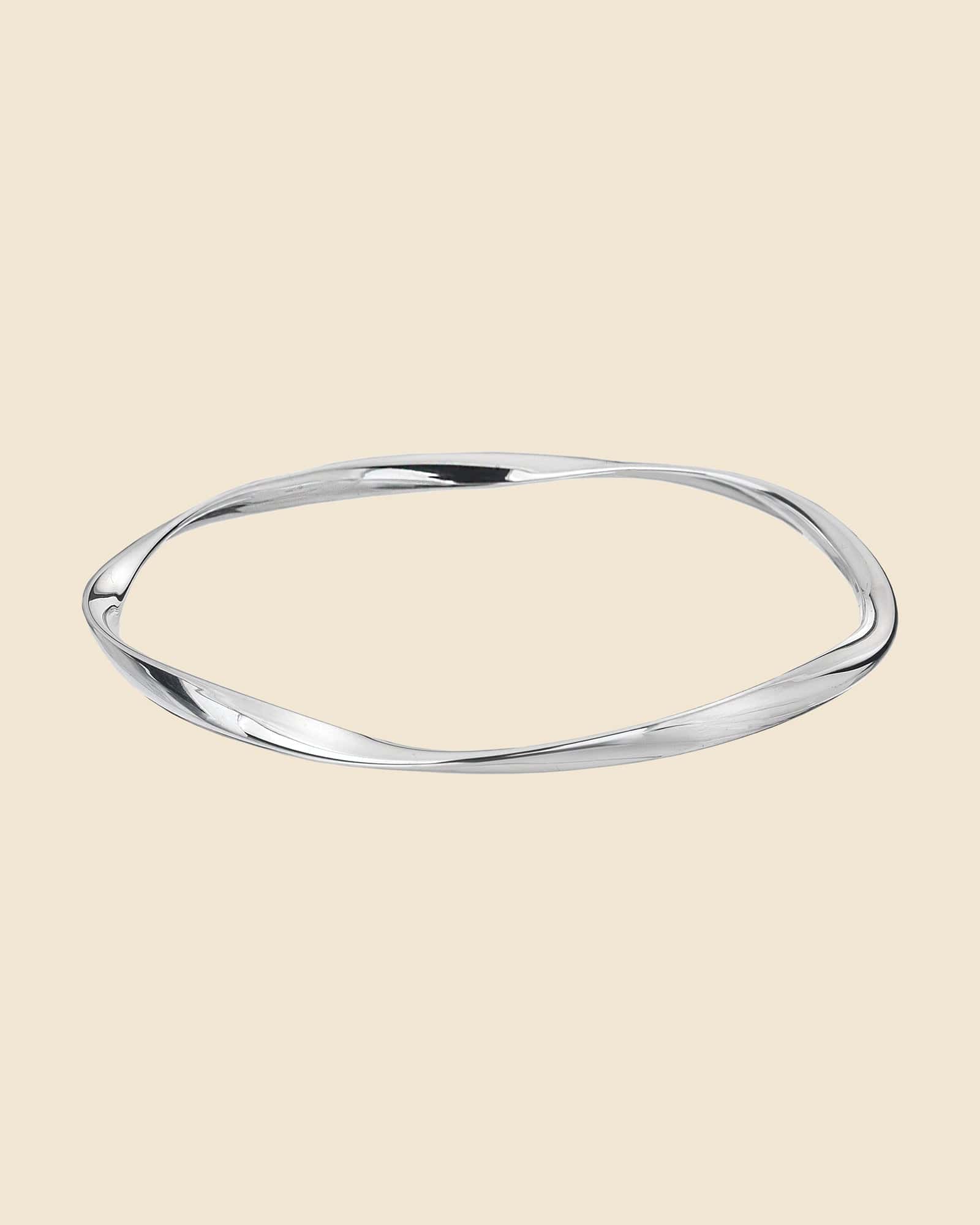 Sterling Silver Ribbon Twist Bangle