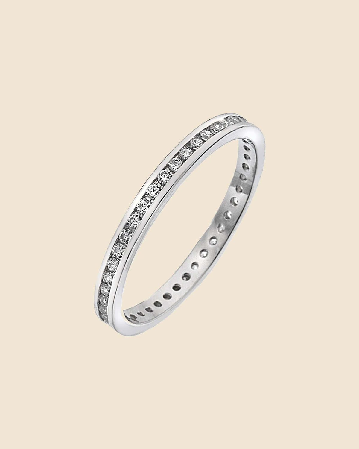 Sterling Silver Inline Cubic Zirconia Band Ring
