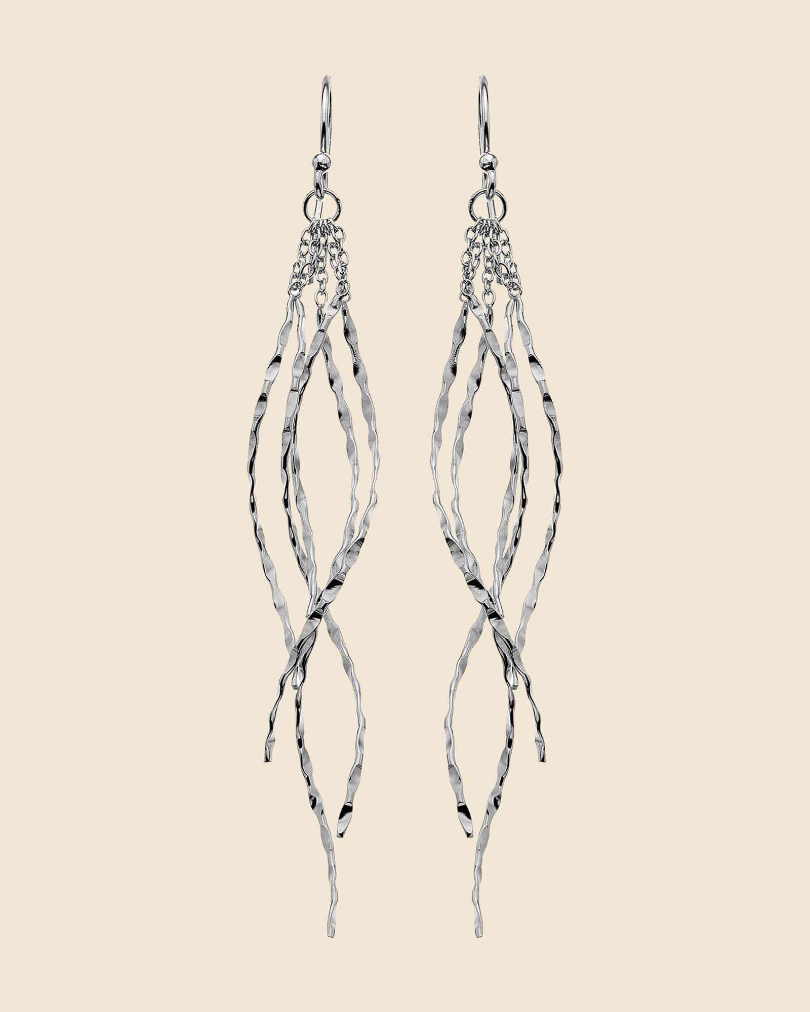 Sterling Silver Beaten Strand Earrings