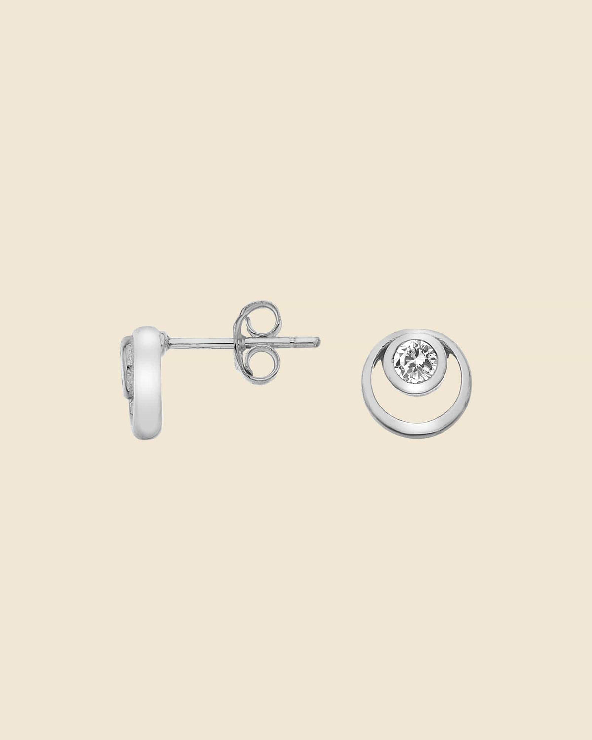 Sterling Silver and Cubic Zirconia Circle of Life Studs
