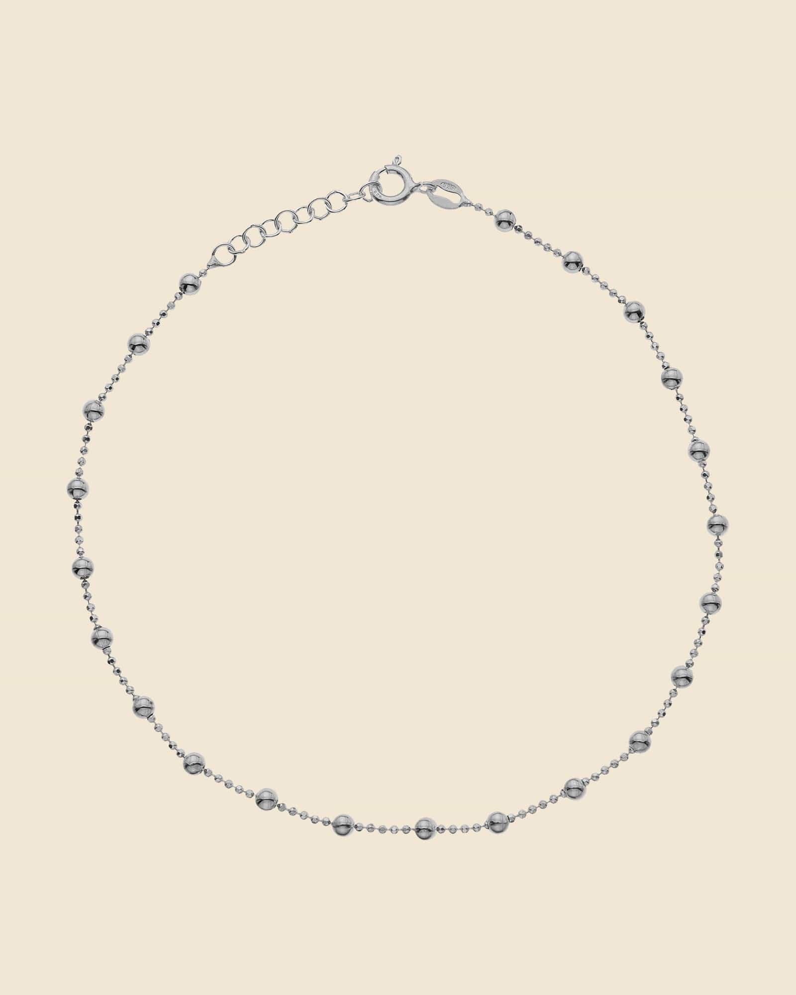 Sterling Silver Decorative Ball Chain Anklet