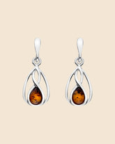 Sterling Silver and Amber Celtic Infinity Drop Earrings