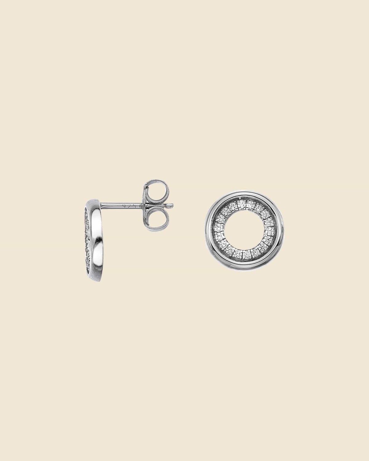 Sterling Silver and Cubic Zirconia Circle Outilne Studs