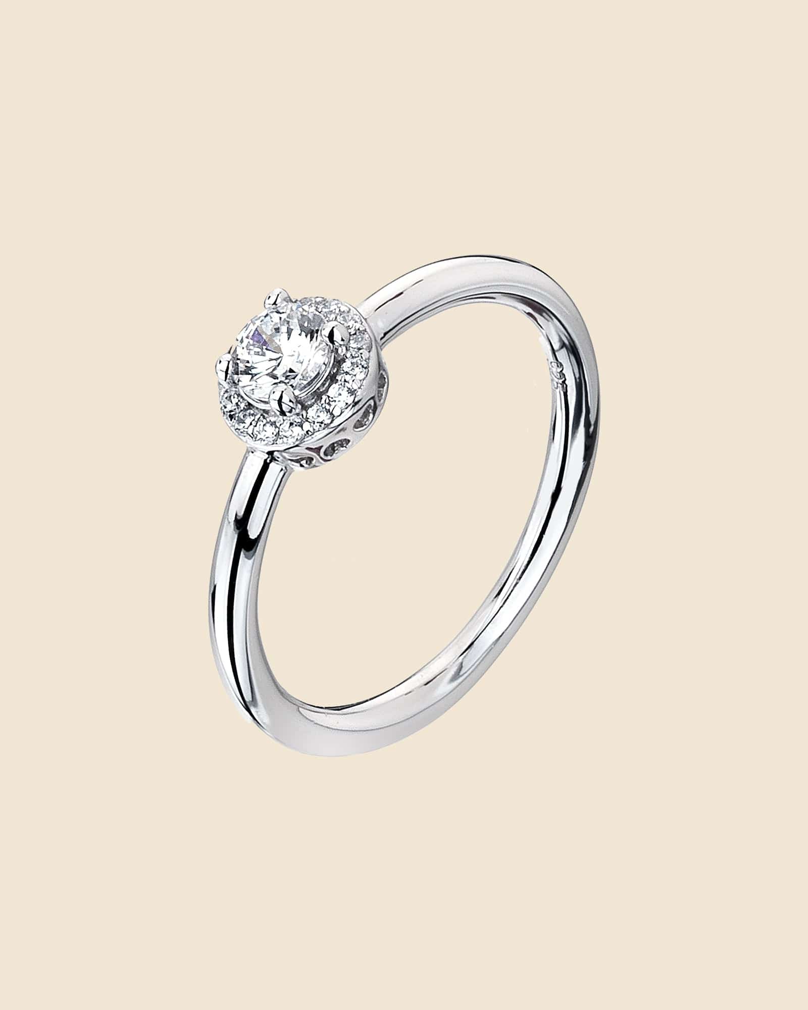 Sterling Silver and Cubic Zirconia Mini Halo Ring