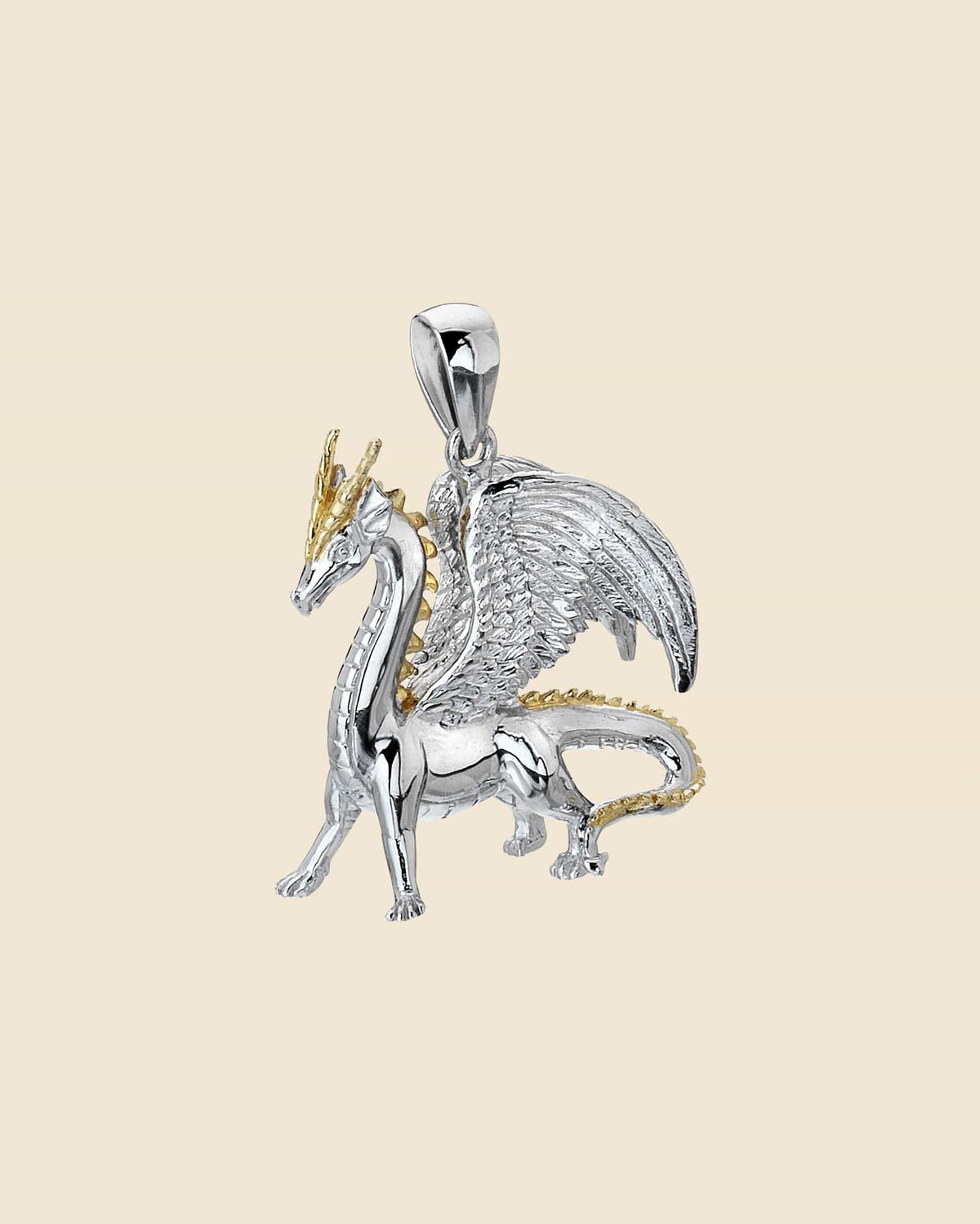 Sterling Silver Two -Tone Dragon Pendant