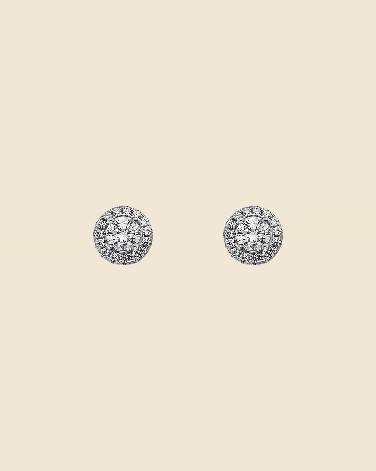 Sterling Silver and Cubic Zirconia Round Halo Studs