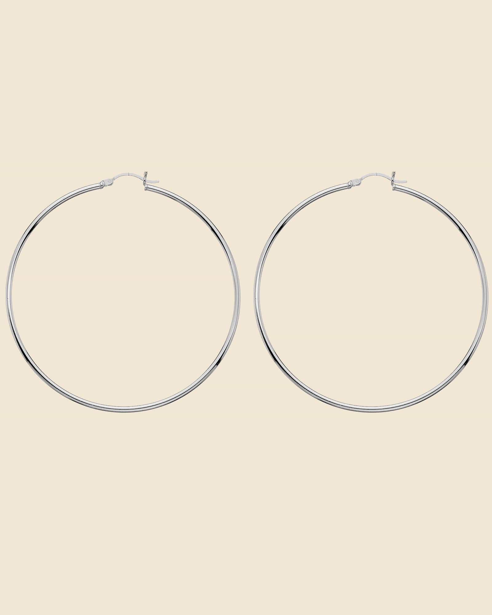 Sterling Silver 60mm Flip-Top Tube Hoops
