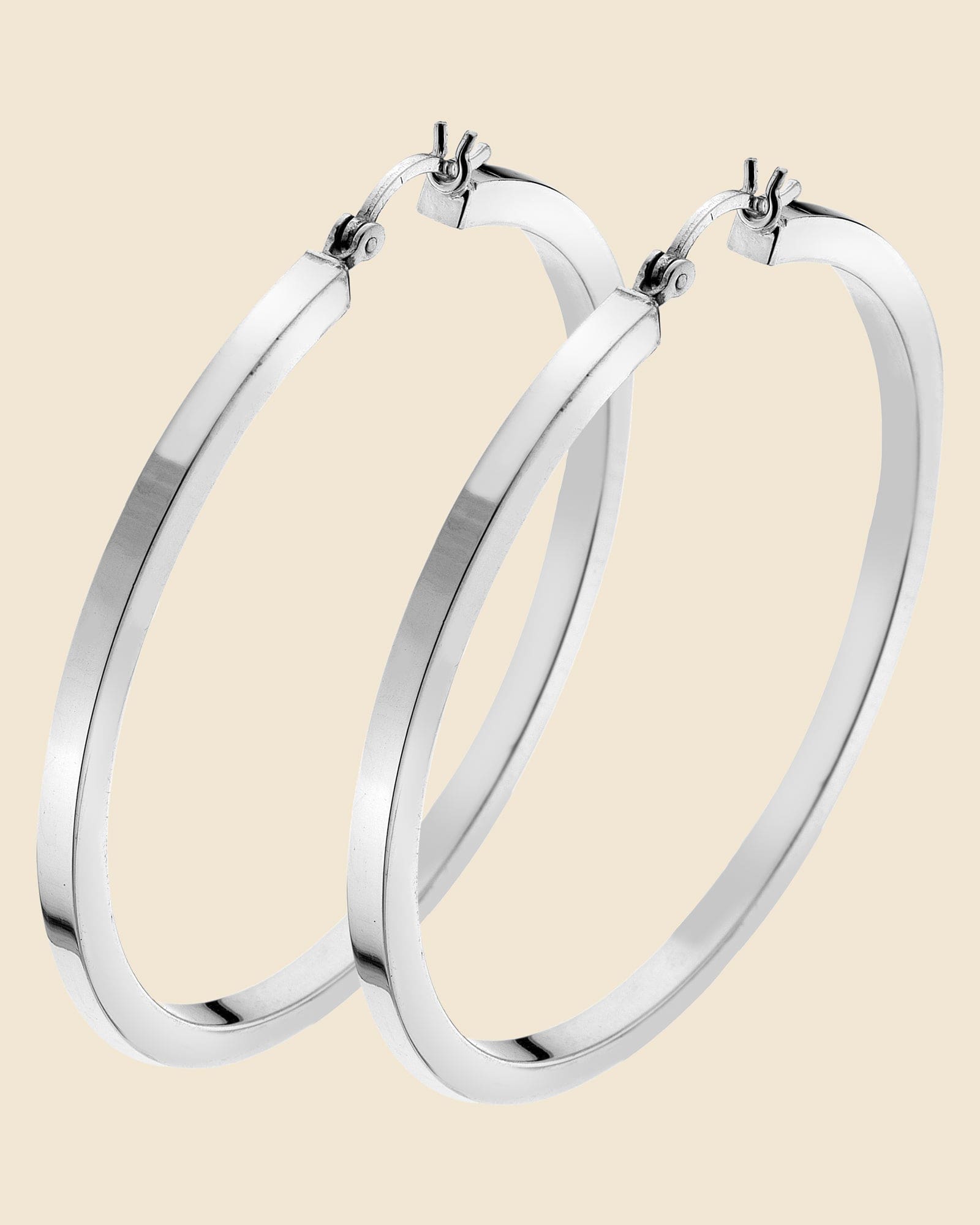 Sterling Silver 55mm Square Tube Hoops
