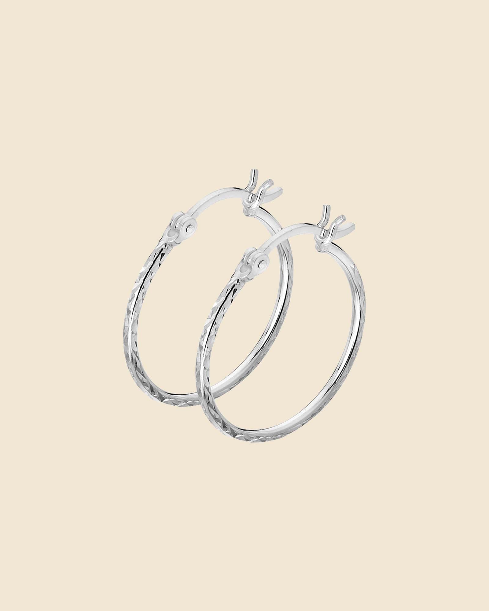 Sterling Silver Diamond-Cut Flip-Top Hoops