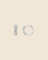 Sterling Silver and Cubic Zirconia Baguette Huggie Hoops