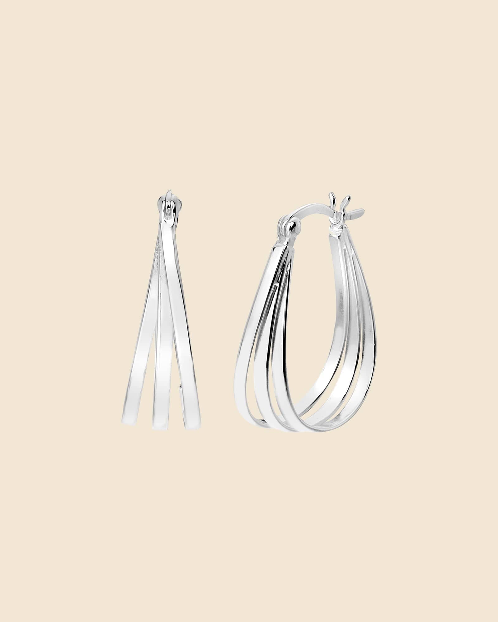 Sterling Silver 3-Strand Flip-Top Hoops