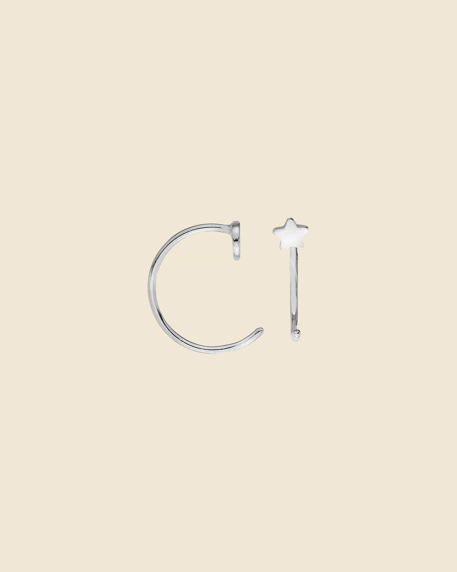Sterling Silver Mini Star Pull-Through Hoops