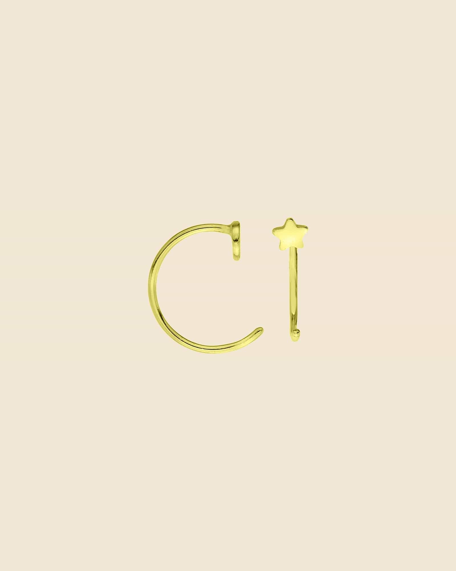 Sterling Silver Mini Star Pull-Through Hoops