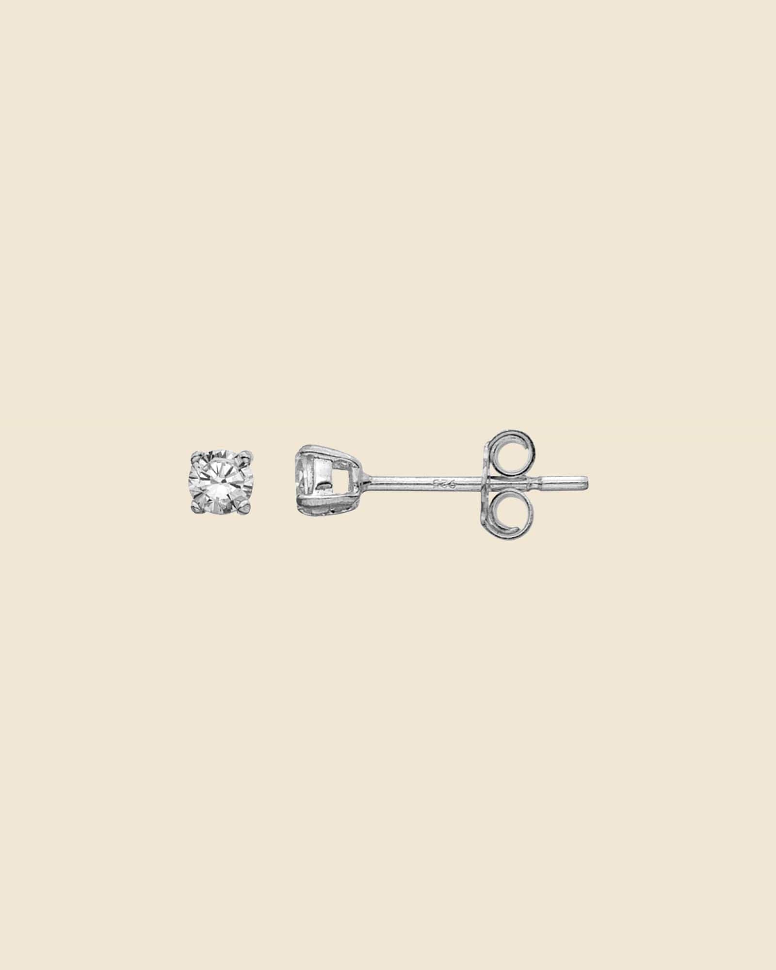 Sterling Silver 3mm Claw Set Cubic Zirconia Studs