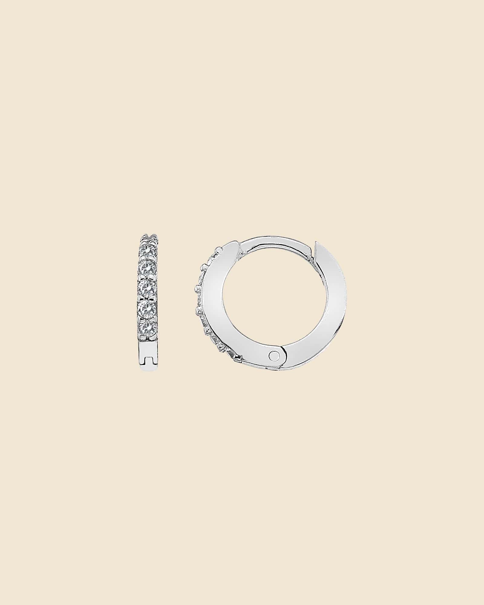 Sterling Silver and Cubic Zirconia Huggie Hoops