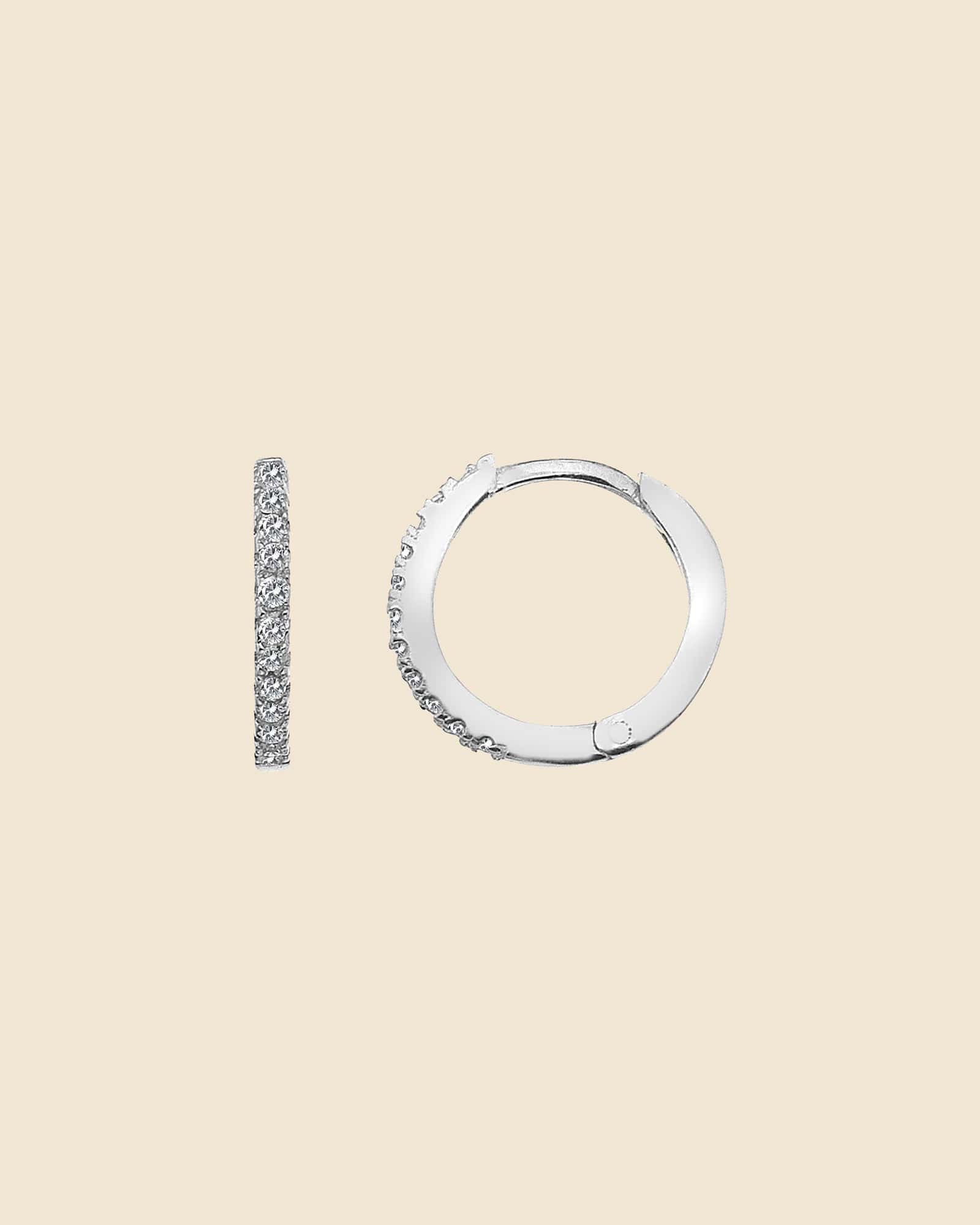 Sterling Silver and Cubic Zirconia Huggie Hoops