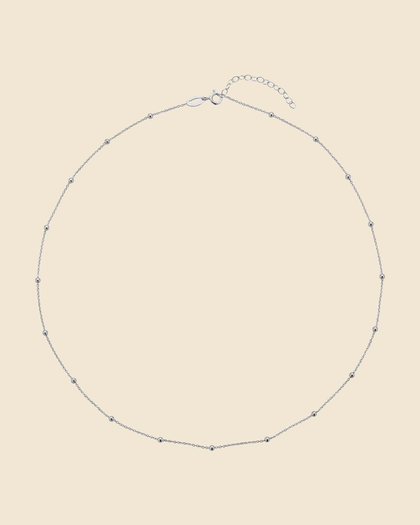 Sterling Silver Trace and Bead Station Chain
